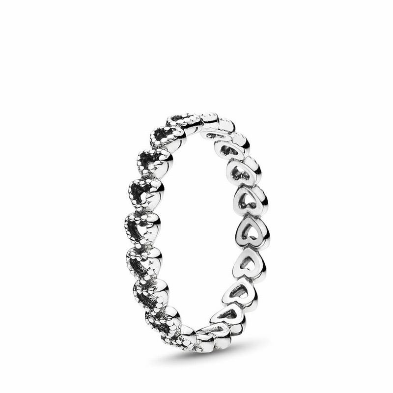 Pandora Band Of Hearts Stackable Ring - Sterling Silver - Canada | YB7575MK